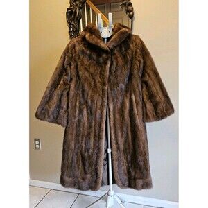 Vintage EMBA Lunaraine Natural Demi-Buff Mink Coat Full Length Dittrich Furs M